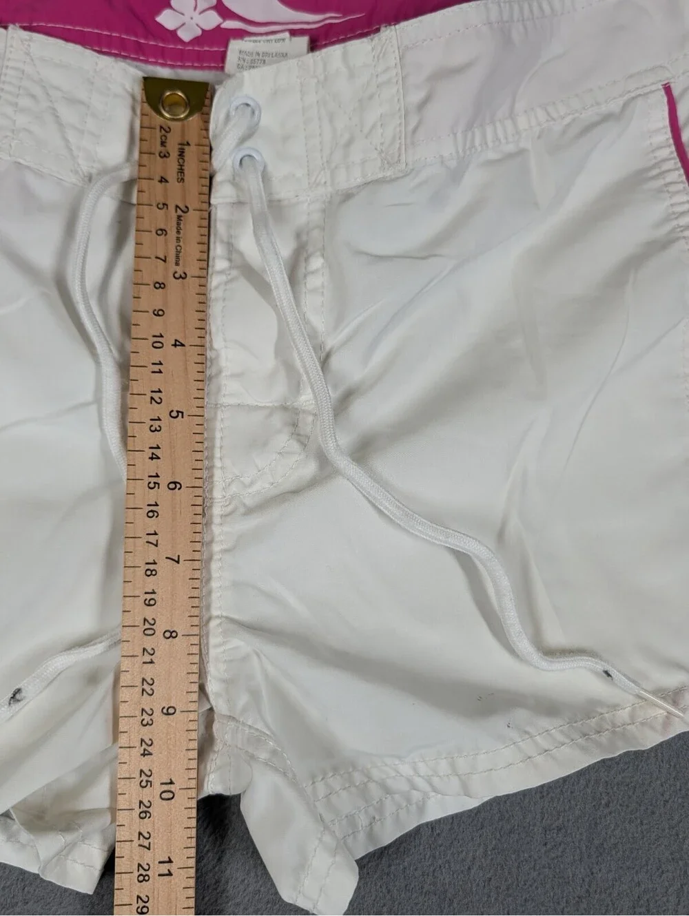 O'Neill Womens 11 White Pink Board Shorts Surf Swim Beach Drawstring Stretch